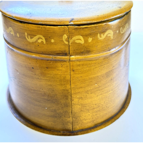 Vintage Painted Large Tin Folk Art Toleware Hand Painted Primitive Storage Metal - Picture 4 of 11